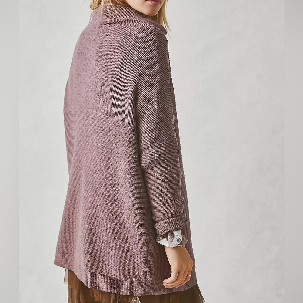 Free People Ottoman Slouchy Tunic Sz M Nutmeg Oversized Mock Neck Sweater - Picture 2 of 4